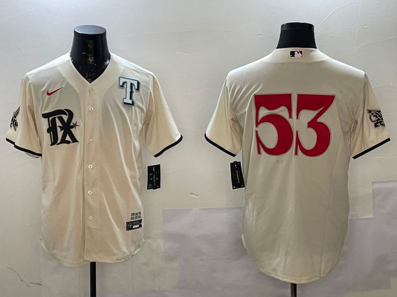 Men Texas Rangers #53 No Name Cream City Edition Game Nike 2025 MLB Jersey style 3
